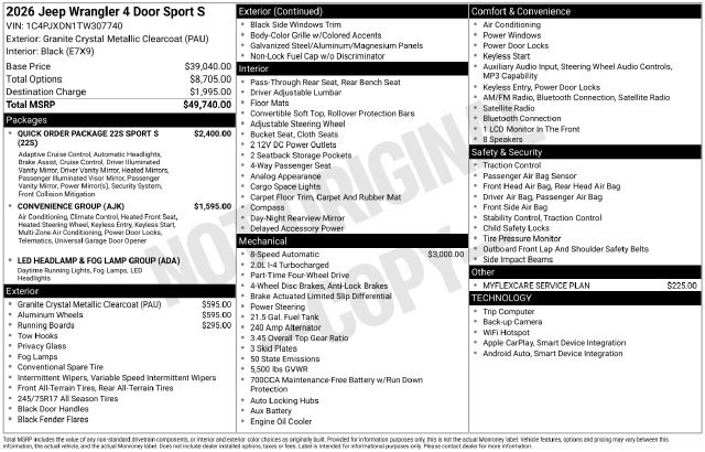 New 2026 Jeep Wrangler Unlimited Sport AWD/4WD image 34