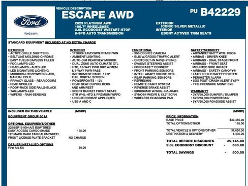 Used 2023 Ford Escape Platinum image 2
