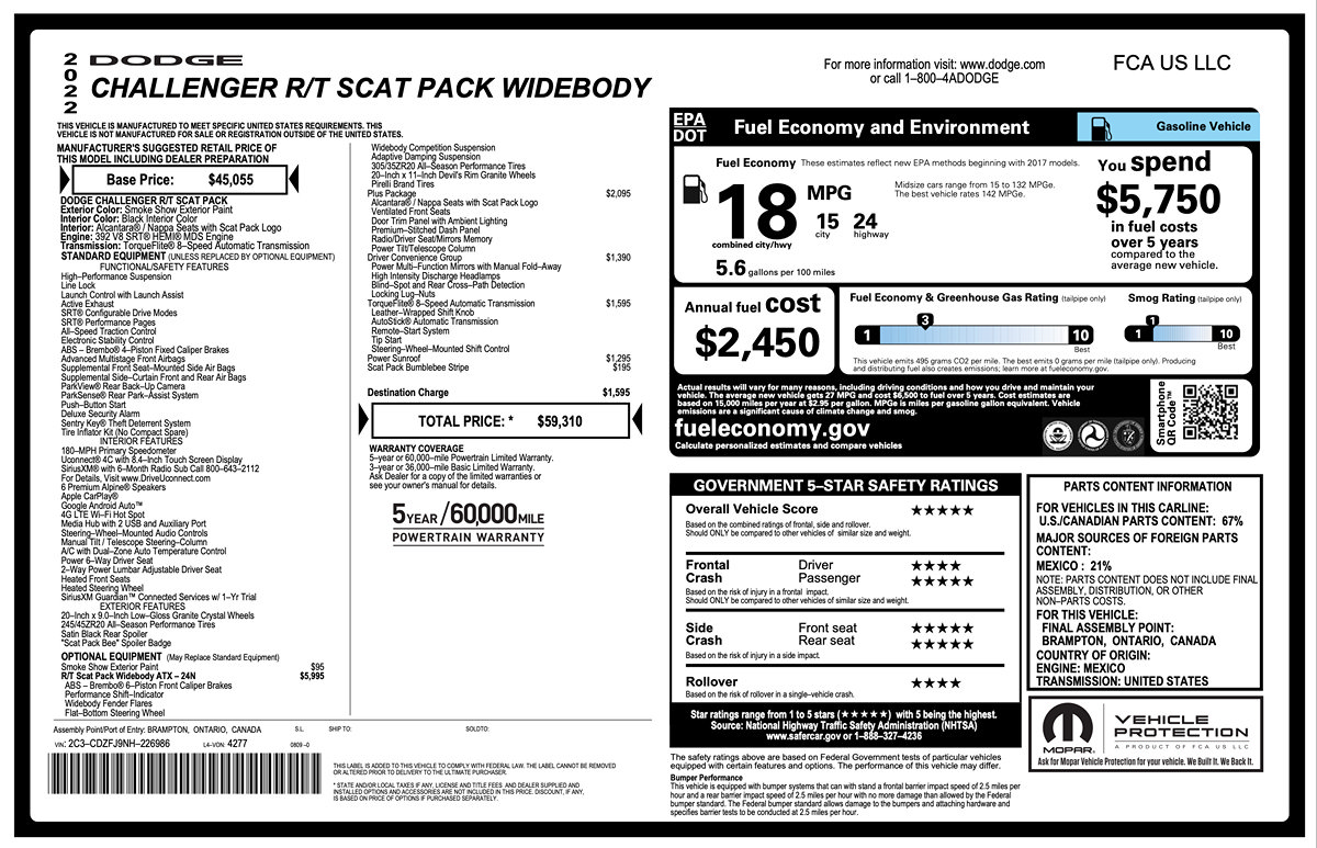 Used 2022 Dodge Challenger R/T Scat Pack RWD image 2