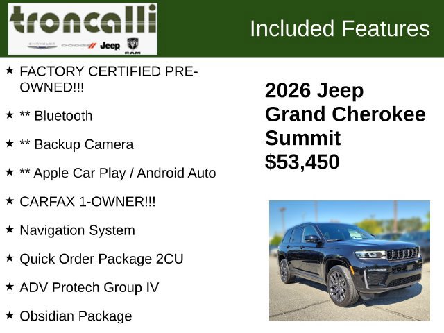 Used 2026 Jeep Grand Cherokee Summit w/ Obsidian Package AWD/4WD image 5