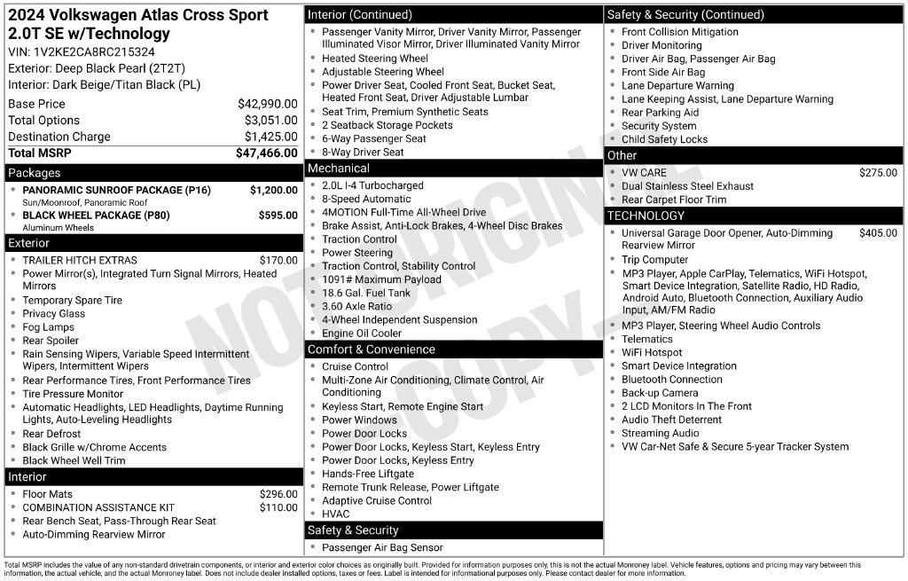 Used 2024 Volkswagen Atlas Cross Sport SE w/ Panoramic Sunroof Package AWD/4WD image 5