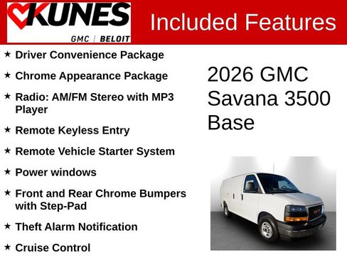 New 2026 GMC Savana 3500 w/ Driver Convenience Package RWD image 2