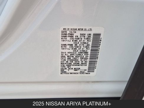 Certified 2025 Nissan Ariya Platinum AWD/4WD image 27