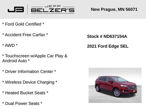 Certified 2021 Ford Edge SEL w/ Convenience Package image 2