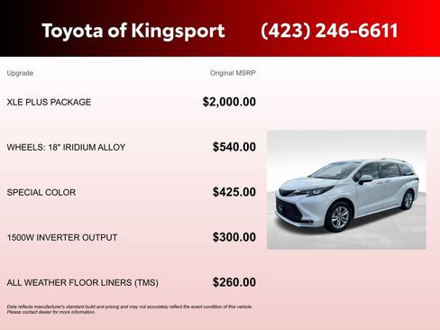 Certified 2024 Toyota Sienna XLE w/ XLE Plus Package AWD/4WD image 3