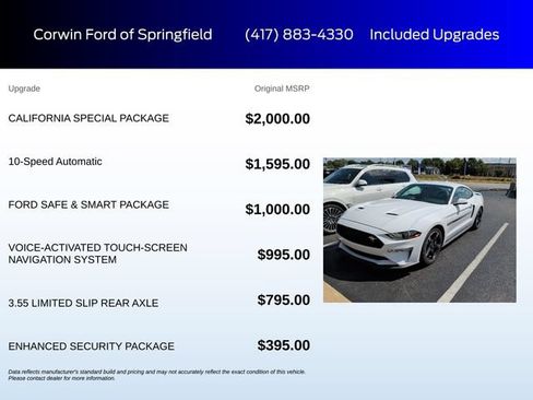Used 2020 Ford Mustang GT Premium w/ California Special Package RWD image 6