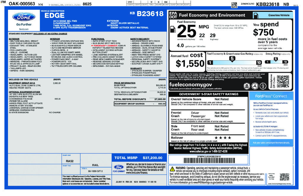 Used 2019 Ford Edge SEL w/ Equipment Group 201A FWD image 18