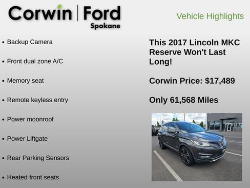 Used 2017 Lincoln MKC Reserve w/ Canadian Touring Package AWD/4WD image 6