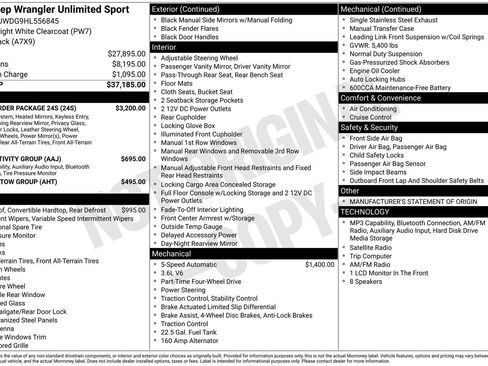 Used 2017 Jeep Wrangler Unlimited Sport w/ Quick Order Package 24S AWD/4WD image 12