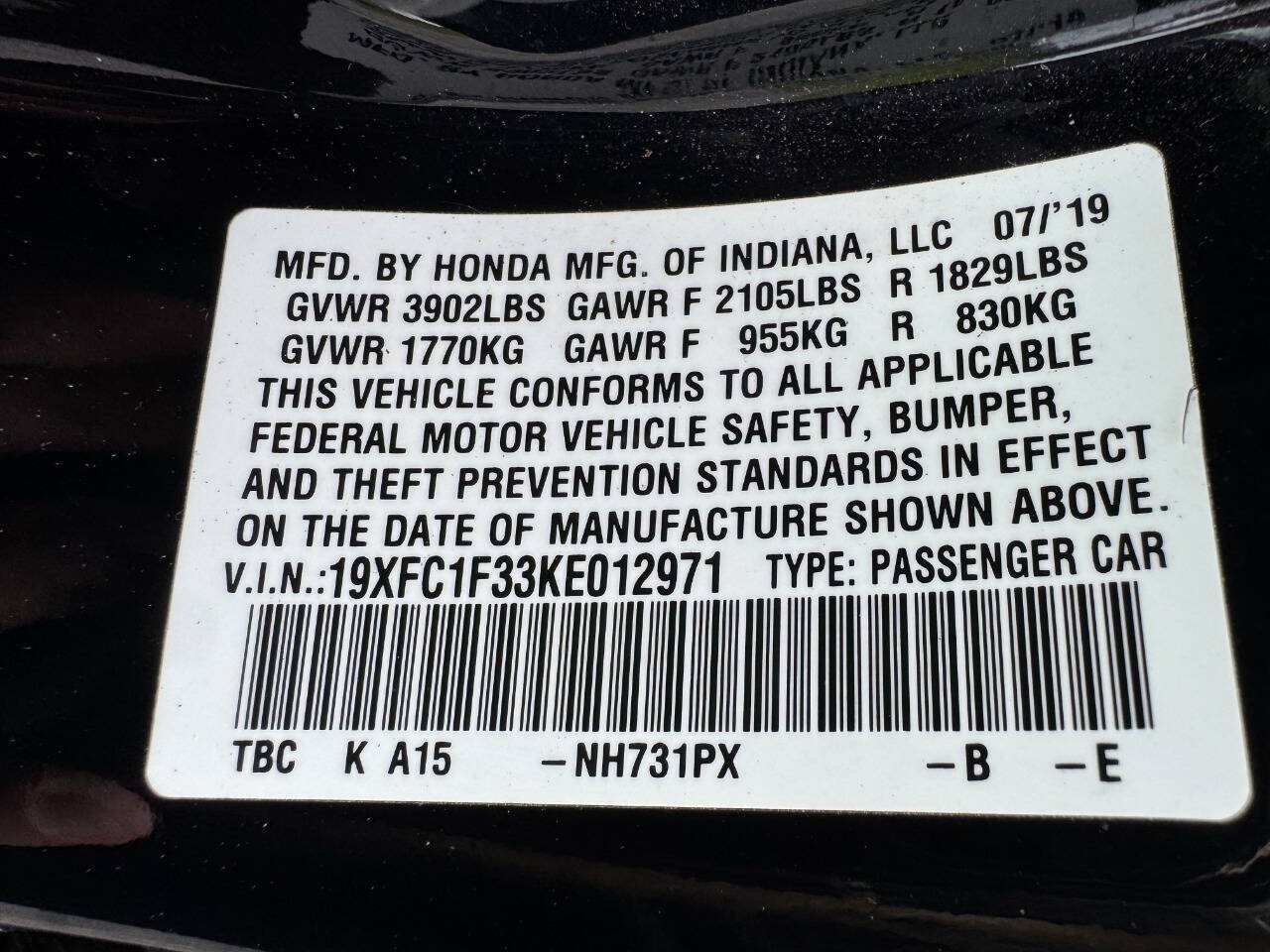 Used 2019 Honda Civic EX image 38