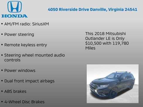 Used 2018 Mitsubishi Outlander LE FWD image 7