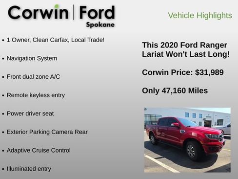Used 2020 Ford Ranger Lariat w/ Technology Package AWD/4WD image 6