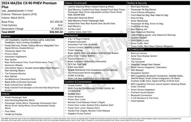 Certified 2024 MAZDA CX-90 Plug-In Hybrid w/ Premium Plus AWD/4WD image 36