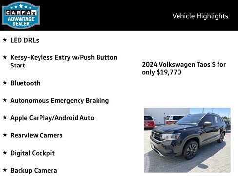 Certified 2024 Volkswagen Taos S FWD image 4