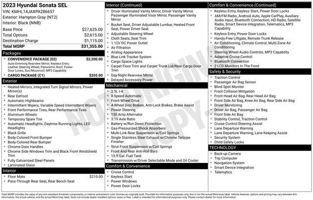 Used 2023 Hyundai Sonata SEL w/ Convenience Package FWD image 33
