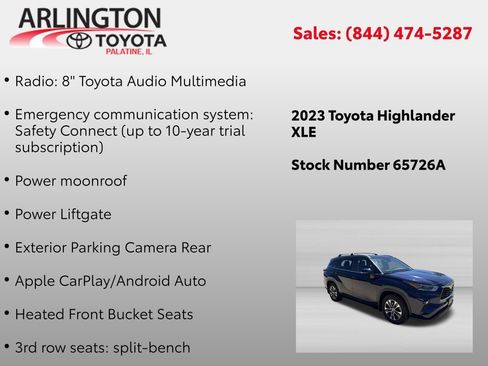 Used 2023 Toyota Highlander XLE AWD/4WD image 2