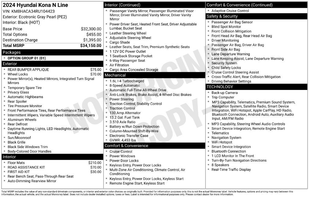 Certified 2024 Hyundai Kona N Line AWD/4WD image 30