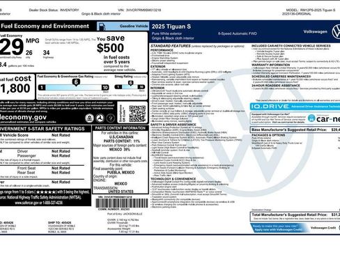 Used 2025 Volkswagen Tiguan S FWD image 33