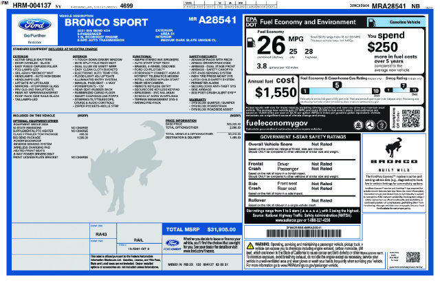 Used 2021 Ford Bronco Sport Big Bend w/ Big Bend Package AWD/4WD image 5