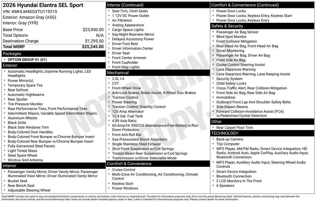 Certified 2026 Hyundai Elantra Sport FWD image 5