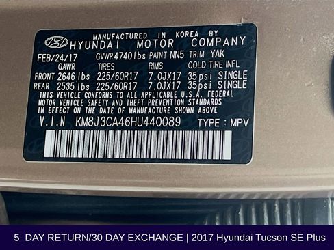 Used 2017 Hyundai Tucson SE Plus w/ Cargo Package image 37