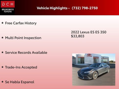 Used 2022 Lexus ES 350 w/ Premium Package image 4