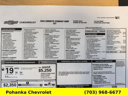 Certified 2022 Chevrolet Corvette Stingray Premium Conv w/ Z51 Performance Package image 17