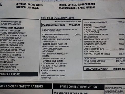 Used 2019 Chevrolet Corvette Z06 w/ Z07 Performance Package image 85