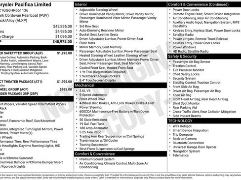 Used 2017 Chrysler Pacifica Limited w/ UConnect Theater Package FWD image 2
