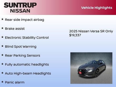 New 2025 Nissan Versa SR w/ Trunk Package image 23