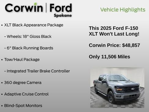 Certified 2025 Ford F150 XLT w/ Equipment Group 302A MID AWD/4WD image 13