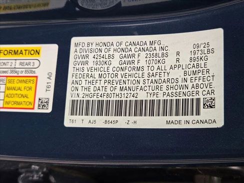 New 2026 Honda Civic FWD Hybrid Sedan image 18