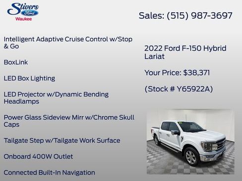 Certified 2022 Ford F150 Lariat w/ Equipment Group 502A High AWD/4WD image 34