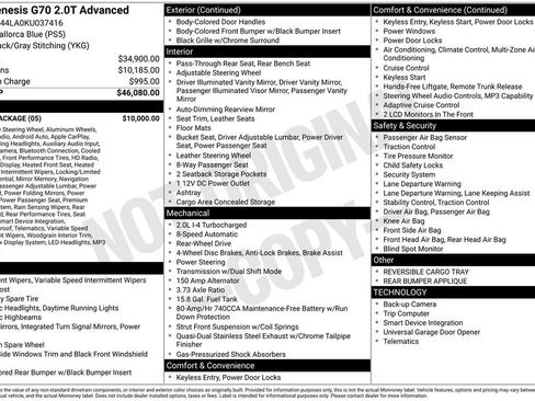 Used 2019 Genesis G70 2.0T Advanced w/ Sport Package image 2