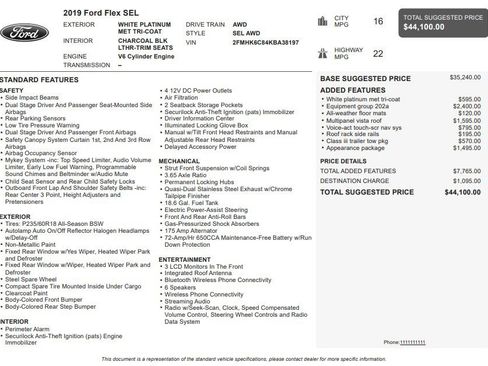 Used 2019 Ford Flex SEL w/ Equipment Group 202A image 35