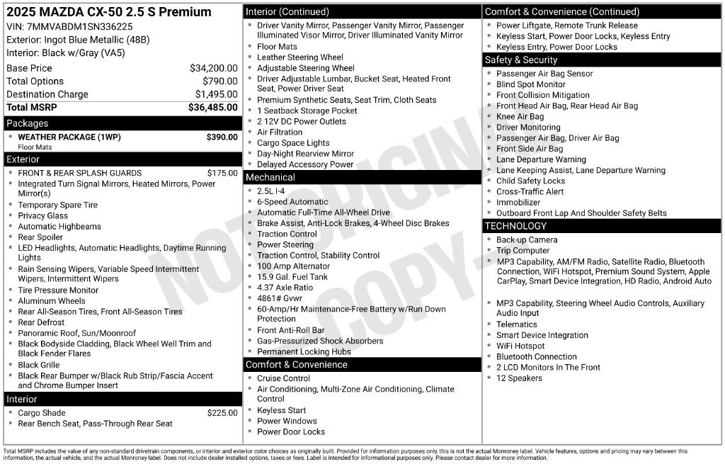 Certified 2025 MAZDA CX-50 AWD 2.5 S w/ Weather Package image 40