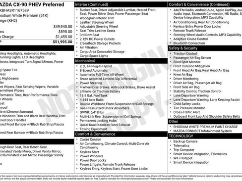 Certified 2024 MAZDA CX-90 Plug-In Hybrid w/ Preferred AWD/4WD image 5