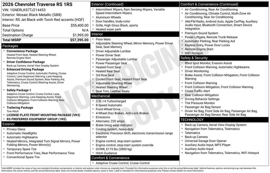 New 2026 Chevrolet Traverse RS FWD image 37
