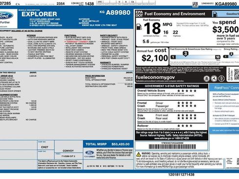 Used 2019 Ford Explorer Sport w/ Equipment Group 401A AWD/4WD image 8
