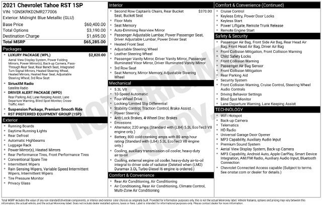 Used 2021 Chevrolet Tahoe RST w/ Luxury Package AWD/4WD image 7