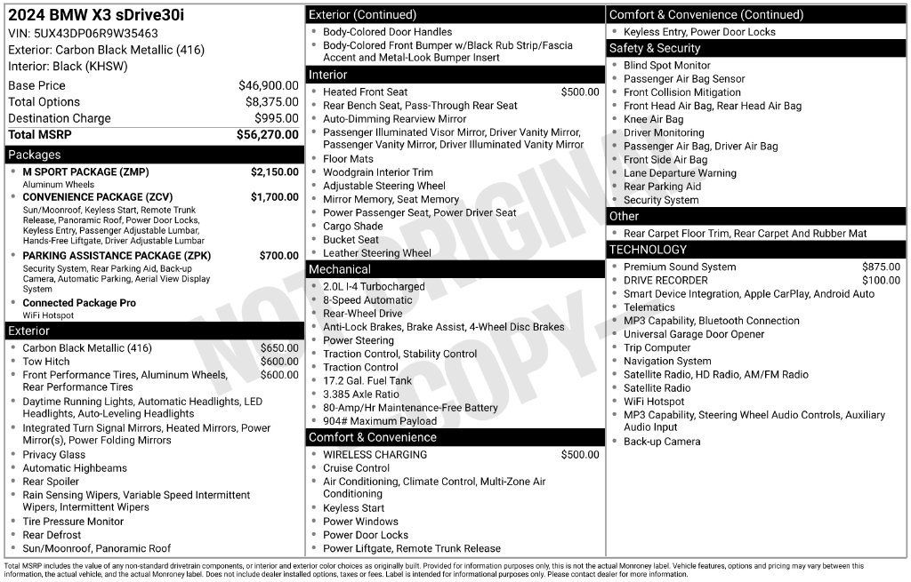 Used 2024 BMW X3 sDrive30i w/ M Sport Package RWD image 9