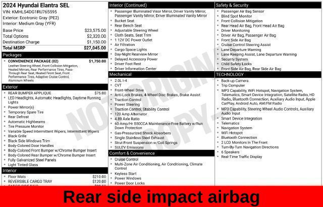 Used 2024 Hyundai Elantra SEL w/ Convenience Package FWD image 39