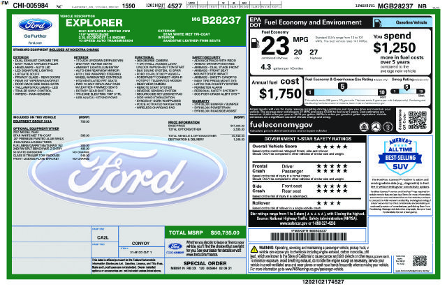 Used 2021 Ford Explorer Limited w/ Equipment Group 301A AWD/4WD image 7