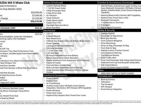 New 2026 MAZDA MX-5 Miata Club w/ Weather Package RWD image 5