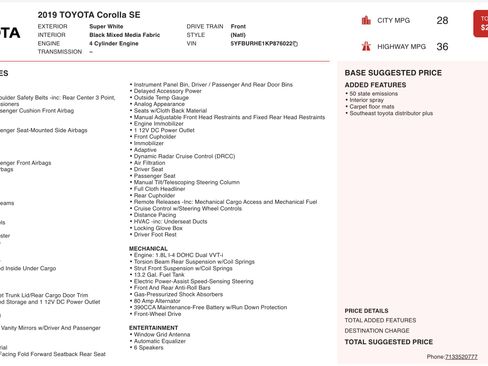 Used 2019 Toyota Corolla SE image 2