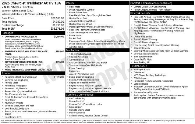 New 2026 Chevrolet TrailBlazer ACTIV w/ Convenience Package AWD/4WD image 29
