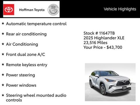 Certified 2025 Toyota Highlander XLE AWD/4WD image 15