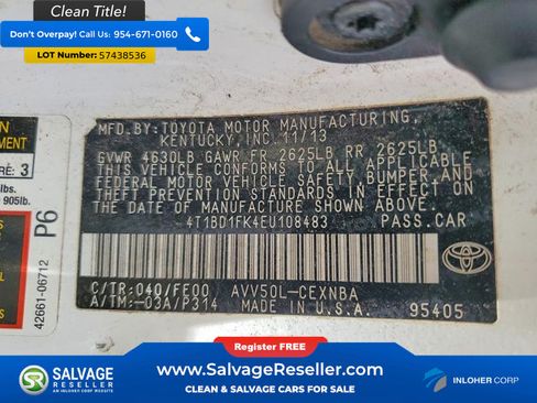 Used 2014 Toyota Camry LE FWD image 16