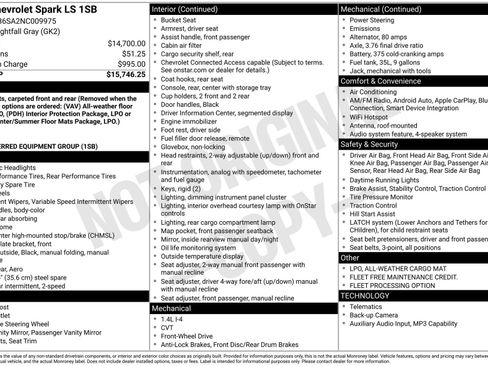 Used 2022 Chevrolet Spark LS FWD image 4