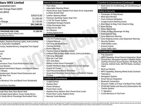 Used 2024 Subaru WRX Limited w/ Popular Package #2A AWD/4WD image 10